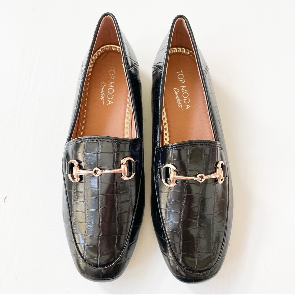 Top Moda Black Croc Loafer Astrid-1